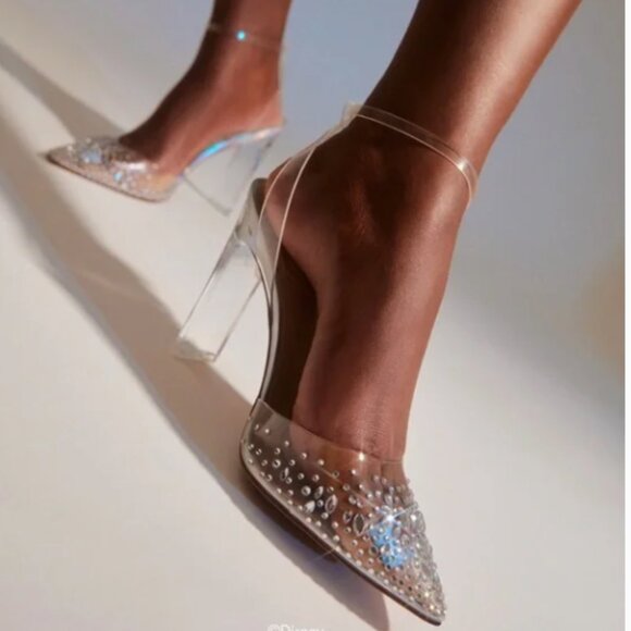 NYE Disney Cinderella x Aldo Rhinestone “Glass Slipper” Heels Limited Addition - Picture 1 of 10